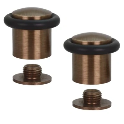Immagine di EVI Herrajes Confezione da 2 fermaporta Base filettata Gomma nera in silicone naturale Ottone Include stecca + vite
