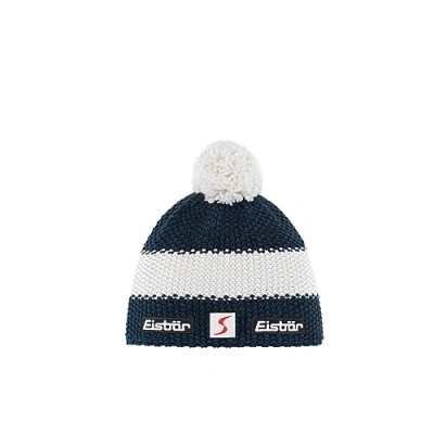 Immagine di Eisbär Berretto con Pompon Skipool Beanie Lavorato a Maglia in Lana Taglia Unica Blu Bianco