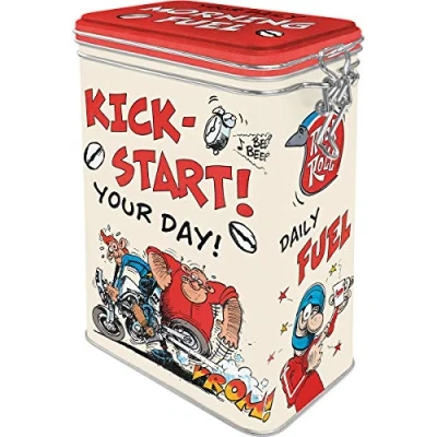 Immagine di Nostalgic Art Retro Kaffeedose MOTOmania Kick Start Your Day Idea Regalo per Gli Appassionati di Moto, Barattolo in Latta con Coperchio Salva arom, Design Vintage, 1,3 l