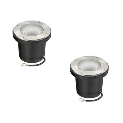 Immagine di ledscom.de 2 pz. lampada da incasso a terra BOFU per esterni, IP67, orientabile, acciaio inox, rotonda, 150mm Ø, 1x GU10 max. 15W, vetro smerigliato