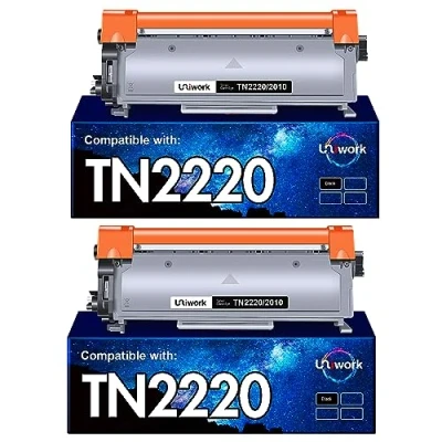 Immagine di Uniwork Compatibili Cartucce Toner per Brother TN2220 TN2010 MFC 7360N 7460DN DCP 7065DN 7060D HL 2130 2220 2240 2230 FAX 2840 2845 (Nero, 2 Pack)