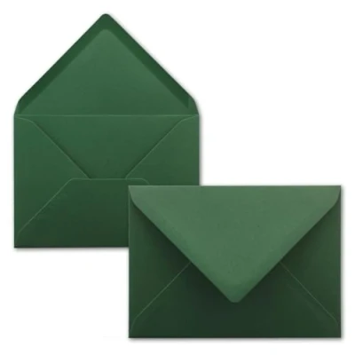 Immagine di 50x Buste B6 17,5 x 12,5 cm verde muschio colla umida con lembo a punta 120 g/m² per matrimoni, biglietti d&#039;auguri, inviti