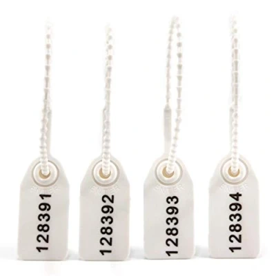 Immagine di 100pcs Pull Tite Tamper Sigilli Numerati Zip Fascette di Sicurezza in Plastica Etichette Autobloccanti Breakaway (Bianco)