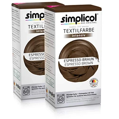 Immagine di simplicol Colore tessile intenso (18 colori), marrone caffè espresso scuro: facile da colorare in lavatrice, confezione completa 1831 (2 x 1816)