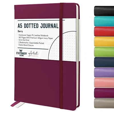 Immagine di STATIONERY ISLAND Quaderni a Quadretti A5 Bullet Journal Puntinato, 180 Pagine Taccuino, Notebook Quaderno Appunti 120gsm. Quadernino Per Agendina, Studio, Viaggi, Diario e Progetti. (Bacca)