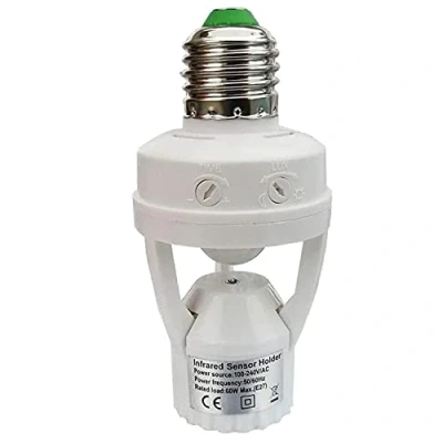 Immagine di PS TECH Portalampada con rilevatore di movimento PIR Lampadine attacco E27 per uso interno regolazione del tempo e della luce