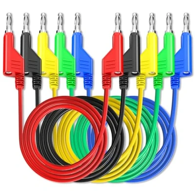Immagine di Cleqee 5 PZ Doppio estremità 4mm Banana Plug Test Lead Impilabili Rame Pulg Cavi Molli per Laboratorio Multimetro Elettrico