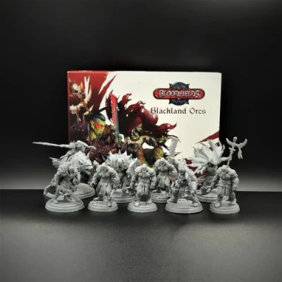Immagine di Titan Forge Bloodfields Blackland Orcs Army Pack Dedicated For Fantasy Tabletop Skirmish Wargame Set of 9 Miniatures 32mm Scale Age 14+