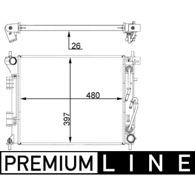 Immagine di MAHLE ORIGINAL CR 1405 000P Radiatore motore 480 397 26 Alette di raffreddamento saldate