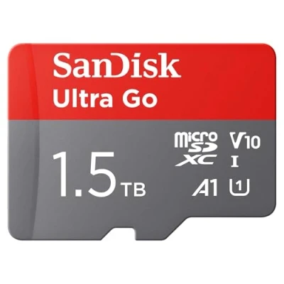Immagine di SanDisk 1.5TB Ultra Go scheda microSDXC + adattatore SD (per smartphones e Tablet Android, UHS I, fino a 150 MB/s, Full HD Video, V10, con prestazioni app A1, Class 10, U1) per Amazon