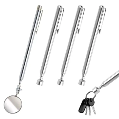 Immagine di LDBKLGHJ Asta Telescopica Portatile e Magnetica Lunghezze Regolabili Strumento di Raccolta Magnetico Estensibile in Acciaio inox per Anziani Donne Incinte (Argento)