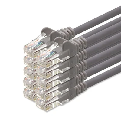 Immagine di 1m gris 10 pièces CAT5 Câble Ethernet Set Réseau RJ45 de Patch LAN CAT 5e 100 MHz compatible avec 6 / 6a 7
