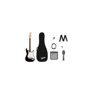 Immagine di Fender Squier Debut Series Stratocaster chitarra elettrica Kit Accessori Inclusi: Stand Ampli Frontman 10G Gig Bag Imbottita Tracolla Cavo da 3 m Accordatore FT 1
