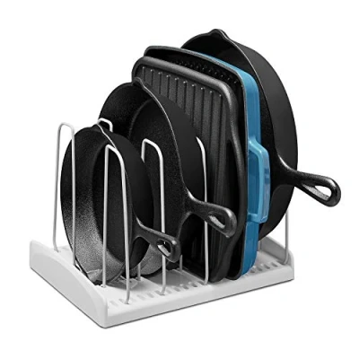 Immagine di YouCopia StoreMore 50161 Supporto regolabile per pentole, in acciaio legato, plastica, colore: Bianco/Giardino opulento