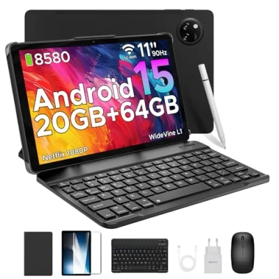 Immagine di DOOGEE Tab A9+ Tablet 11 Pollici Android 15, 20GB RAM+64GB ROM(2TB TF), 8580mAh con Tastiera, 13MP+8MP, Alta Qualità Doppio Altoparlante, 90Hz/ Octa Core/ BT5.0/ GPS/WiFi 5G/ Widevine L1 Nero