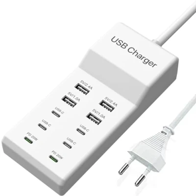 Immagine di Caricatore USB C 100W, multiplo, stazione di ricarica a 10 porte (con 6 C+4 A), rapido PD 20W, compatibile con iPhone/Samsung/Google Pixel/Xiaomi/Oppo, ecc.