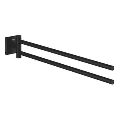 Immagine di GROHE Quickfix Start Cube, Portasciugamani da Parete Per Bagno Metallo, Fissaggio Nascosto, Viti e Tasselli Inclusi, 438 mm, Nero Opaco, 409762430