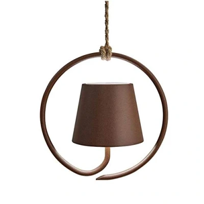 Immagine di Zafferano Poldina Lampada Ricaricabile LED a Sospensione, Corpo in Alluminio, Protezione IP54, Adatta per Uso Esterno/Interno, Regolabile, Presa EU 2.2 W, Corten