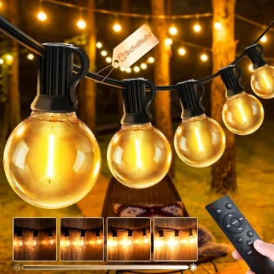 Immagine di JEYMORKEY Catena Luci da Esterno Giardino G40 100Ft 30M 43+2 LED Lampadine Filo IP44 Lucine 30 Metri Luce Luminosa Fila Catene Gazebo Lampade per Terrazzo