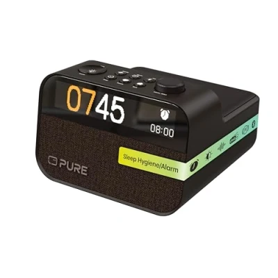 Immagine di Pure Moment Charge Radiosveglia con Wireless, DAB+/FM, Bluetooth, suoni naturali, Wake up Light, Nero Perfetto per camera da letto e ufficio