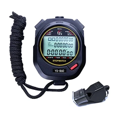 Immagine di Cronometro,LAOPAO 60 Memoria 1/100 Secondi Precision con Funzione spegni e Muto Cronografo Timer per Palestra Pallacanestro Calcio Baseball Sport Outdoor