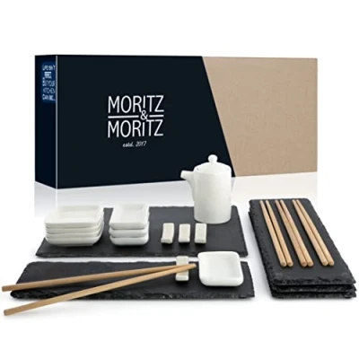 Immagine di Moritz &amp; 22 pezzi Set da portata per Sushi 4 persone. con piatti, 1 piatto portata, ciotole, 8 bacchette e altro ancora