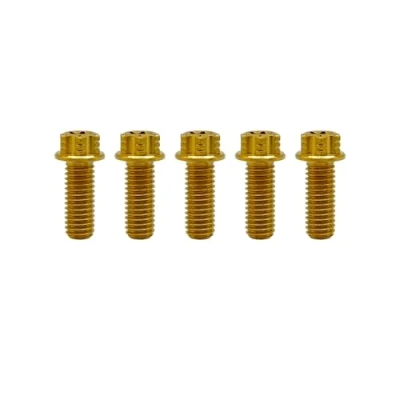 Immagine di RISON Titanium Viti in Titanio M6x1.0x18mm, 5 Pezzi a Flangia Torx, Bulloni Testa Esagonali, Fissaggio con Rondella Filettate GR5 per Moto, Bicicletta, Auto