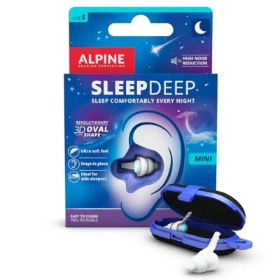 Immagine di Alpine SleepDeep Tappi per dormire in gel morbido Forma ovale 3D rivoluzionaria e eliminazione del rumore ottimizzare il comfort l’attenuazione Riduce i rumori (S)