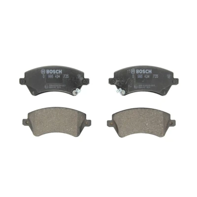 Immagine di BOSCH 0 986 424 735 Kit pastiglie freno Low Metallic con segnalatore acustico usura lamierino anticigolío TOYOTA: Corolla IX Hatchback