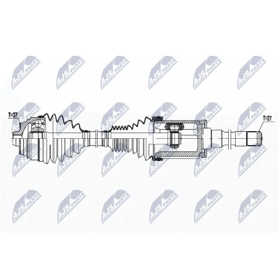 Immagine di NTY NPW BM 180 Albero motore / Semiasse Assale posteriore Dx 875 Trasmissione automatica