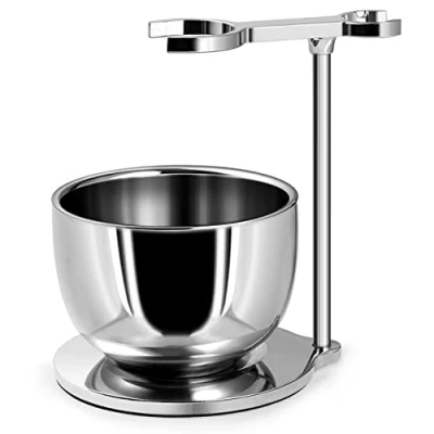 Immagine di GRUTTI 2 in 1 set da barba uomo porta rasoio + ciotola barba, di sicurezza,Supporto per spazzola con Acciaio inox, inossidabile