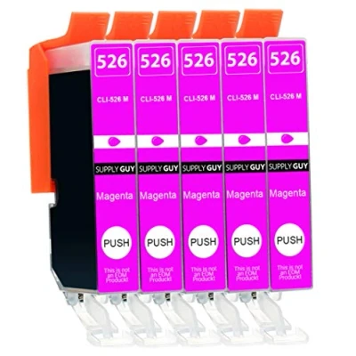 Immagine di Supply Guy 5 cartucce per stampanti con chip compatibile Canon CLI 526 Magenta IP4850 IP4950 IX 6550 MG5150 MG5240 MG5250 MG5340 MG5350 MG6150 MG6250 MG8150 MG8240 MG8250 MX715 MX885 MX895