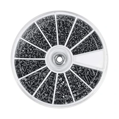 Immagine di 12 Tipi Viti e Dadi,Set di 600 pezzi,Kit Bulloni in Acciaio Inox,Dadi Micro M1 M1.2 M1.4 M1.6 Set Miniatura,Ottimo per Occhiali Orologi Riparare