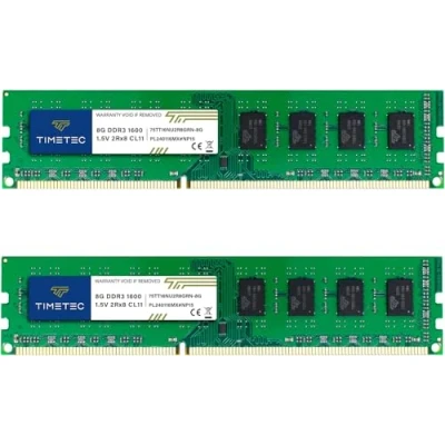 Immagine di Timetec Hynix IC DDR3 1600MHz PC3 12800 Unbuffered Non ECC 1,5V CL11 1Rx8 Single Rank 240 Pin UDIMM Desktop Memoria Modulo Upgrade (16GB Kit(2x8GB, 1,5V))
