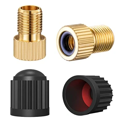 Immagine di HZJD Adattatore Per Valvola Presta, Convertire Presta in Schrader Bicicletta, Gonfiare pneumatici utilizzando pompa standard o compressore d&#039;aria, Tappi Valvole(2pezzi)