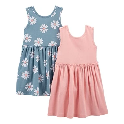 Immagine di Simple Joys by Carter&#039;s Set di abiti per tempo libero a maniche corte e senza Bimba, Pacco da 2, Blu Marino Floreale/Rosa, 18 mesi