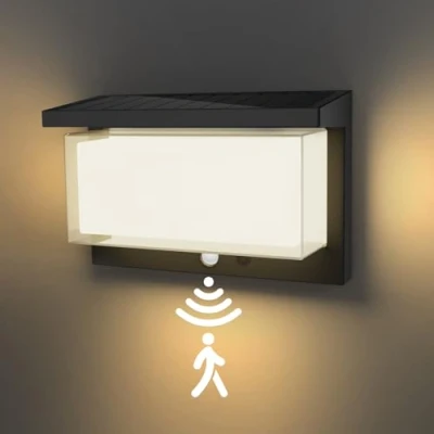 Immagine di Luci Solari Esterno, IP65 Impermeabile Moderno Lampade 6000K da Esterno Parete con Sensore di Movimento, Lampada per Giardino, Patio e Garage (B)