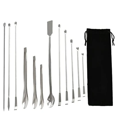 Immagine di 12pcs Spatole in Acciaio Inossidabile Cucchiaio Spatola per Polveri,Cucchiaio Laboratorio,Cucchiai Inossidabile,Spatola di Miscelazione,Cucchiai da Laboratorio