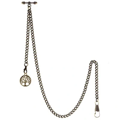 Immagine di TREEWETO Albert Orologio da taschino uomo, con catena a maglia barbazzale, 2 ganci, ciondolo forma di albero della vita antico, design barra T, bronzo, Antico