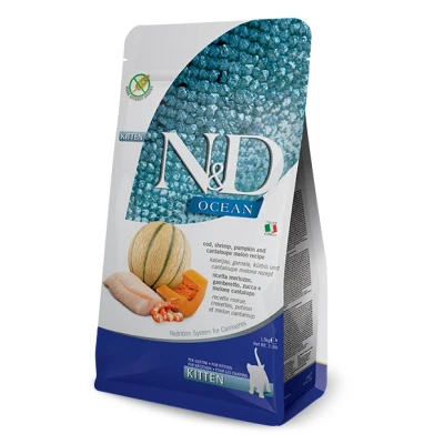 Immagine di N&amp;D OCEAN CAT COD, SHRIMP, PUMPKIN AND CANTALOUPE MELON KITTEN 1,5 KG