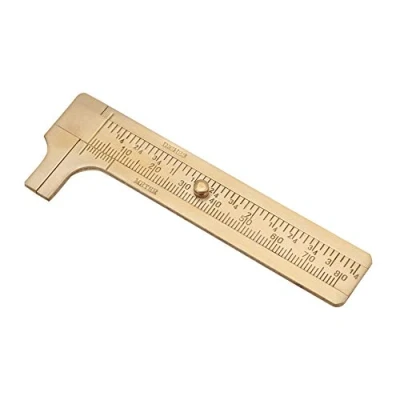 Immagine di Calibro Ottone, 1Pc Mini Scorrevole in Ottone Retrò a Corsoio, Strumento di Misura Righello Scorrevole, MM/Pollici 80 mm 100 Opzionale (100 mm)(Double scale 80mm)