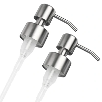Immagine di 2Pcs Dosatore Sapone Bagno,Pompa di Ricambio,Erogatore Liquido,304 in Acciaio Inossidabile Distributore Emulsioni Pompa,28mm Filettatura(Argento Spazzolato)