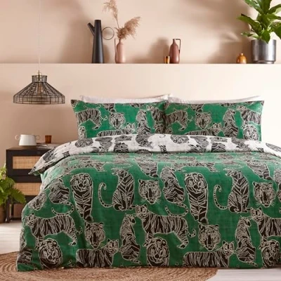 Immagine di furn. Wildcat Set copripiumino per letto matrimoniale, colore: verde giungla