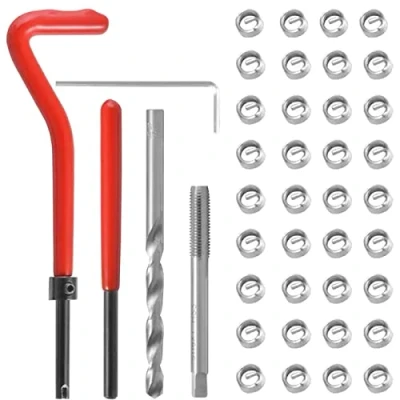 Immagine di 40 Pezzi Helicoil M6 Inserti Filettati Barra Filettata Riparazione Filetti x 1 mm Kit di per Automotive Ripristino