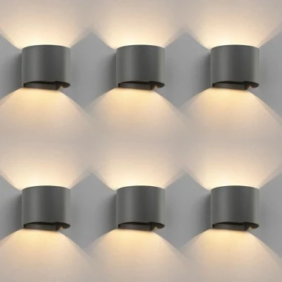 Immagine di ledscom.de 6 pezzi lampada da parete RUNEL per esterni, IP65, up/downlight, antracite opaco, rotonda, 1x G9 max. 10W