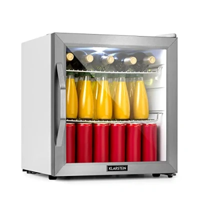 Immagine di KLARSTEIN Mini Frigo da Camera per Birra, Portatile, Piccolo Ufficio, con Porta in Vetro, Bar Ripiani Rimovibili, 3 10C, 47L