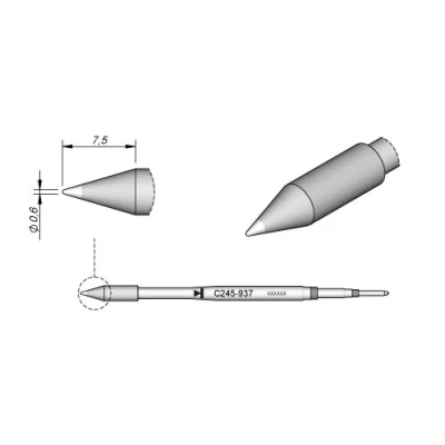 Immagine di JBC Tools C245937 punta di saldatura Forma tonda, dritta Dimensione 0.6 mm Contenuto 1 pz.
