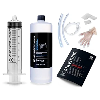 Immagine di Octopus pulitore per ugelli, testine di Stampa Compatibile con Le Epson adattatori Tubi Flessibili (1000 ml)