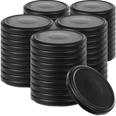 Immagine di KADAX Tappo a vite fi82 mm, set di coperchi Twist Off in metallo, coperchio ricambio per barattoli conserve, con 6 denti bloccaggio e (nero opaco, 50 pezzi)