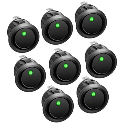 Immagine di APIELE 8 interruttori a levetta, 2 posizioni on/off, con interruttore LED, DPST 3 pin, 12 V, 20 A, levetta per auto, barca, elettrodomestici KCD2 102N (verde)